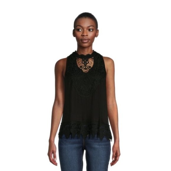 Black Lace Blouse with Elegant Flow NWT - Picture 1 of 5